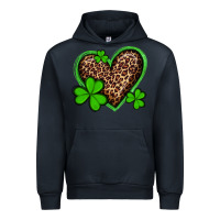 Navy st patricks day leopard heart with shamrocks Urban Hoodie - Artiststas