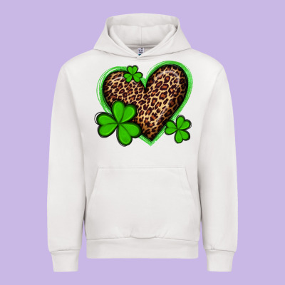 St Patricks Day Leopard Heart With Shamrocks Urban Hoodie Designed By Artiststas