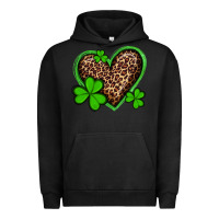 Pigment Black st patricks day leopard heart with shamrocks Urban Hoodie - Artiststas