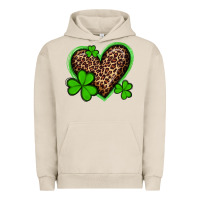Pigment French Oak st patricks day leopard heart with shamrocks Urban Hoodie - Artiststas