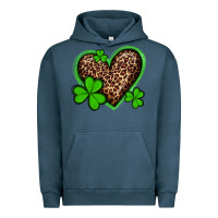 Pigment Midnight Navy st patricks day leopard heart with shamrocks Urban Hoodie - Artiststas