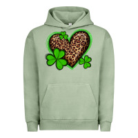 Pigment Oil Green st patricks day leopard heart with shamrocks Urban Hoodie - Artiststas