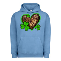 Pigment Pebble Blue st patricks day leopard heart with shamrocks Urban Hoodie - Artiststas