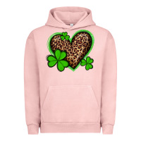 Pigment Salmon st patricks day leopard heart with shamrocks Urban Hoodie - Artiststas