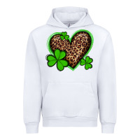 White st patricks day leopard heart with shamrocks Urban Hoodie - Artiststas