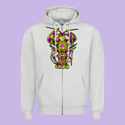 Mardi Gras Crawfish Zipper Hoodie Designed By Fadigitalartstudio
