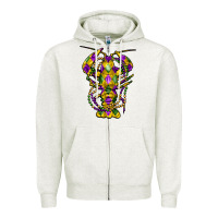 Oatmeal Heather mardi gras crawfish Zipper Hoodie - FaDigitalArtStudio