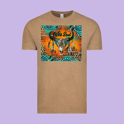Wild Soul Boho Bull Skull Vintage Tee Designed By Ranaportraitstore