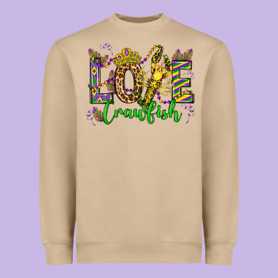Love Crawfish Mardi Gras Olivia Heavyweight Sweatshirt Designed By Oliviacreatesart