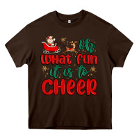 Chocolate Brown oh what fun it is to cheer Heavy Core Tee - MaliasSmallBusiness