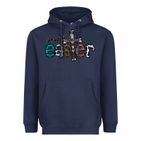 Navy Happy Easter Heavyweight Hoodie - CowhideDigitalArt