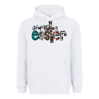 White Happy Easter Heavyweight Hoodie - CowhideDigitalArt