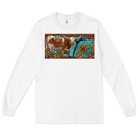 White texas longhorn with aztec tiger and  leopard Long Sleeve Tee - RanaPortraitStore