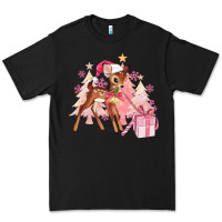 Black reindeer pink christmas Premium Tee - MaliasSmallBusiness