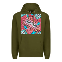 Army Green cosmetic fake eyelashes and butterfly with leopard seamless pattern bb Premium Hoodie - BundleAndBundleShop