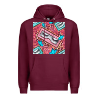 Burgundy cosmetic fake eyelashes and butterfly with leopard seamless pattern bb Premium Hoodie - BundleAndBundleShop