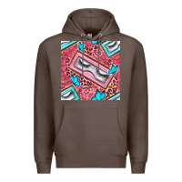 Coffee cosmetic fake eyelashes and butterfly with leopard seamless pattern bb Premium Hoodie - BundleAndBundleShop