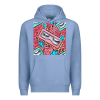 Colony Blue cosmetic fake eyelashes and butterfly with leopard seamless pattern bb Premium Hoodie - BundleAndBundleShop