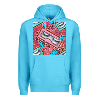 Ocean Blue cosmetic fake eyelashes and butterfly with leopard seamless pattern bb Premium Hoodie - BundleAndBundleShop