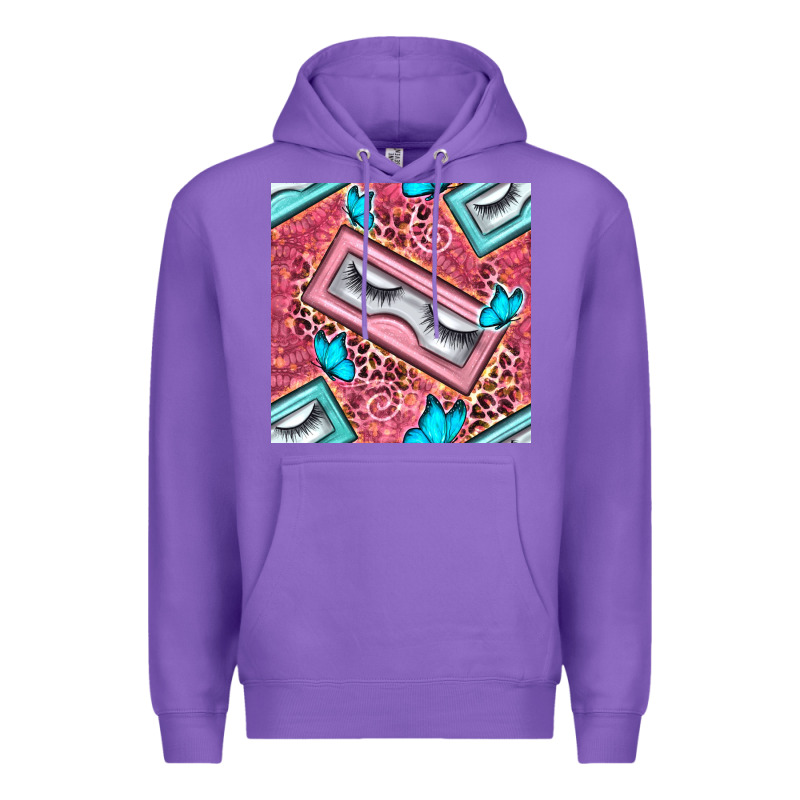 Cosmetic Fake Eyelashes And Butterfly With Leopard Seamless Pattern Bb Premium Hoodie by BundleAndBundleShop | Teevron