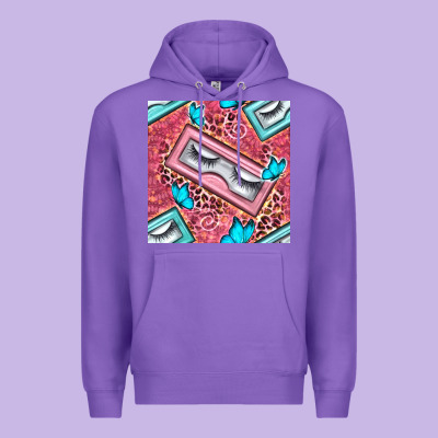 Cosmetic Fake Eyelashes And Butterfly With Leopard Seamless Pattern Bb Premium Hoodie Designed By Bundleandbundleshop