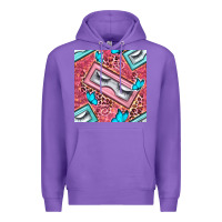 Purple cosmetic fake eyelashes and butterfly with leopard seamless pattern bb Premium Hoodie - BundleAndBundleShop
