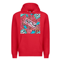 Red cosmetic fake eyelashes and butterfly with leopard seamless pattern bb Premium Hoodie - BundleAndBundleShop