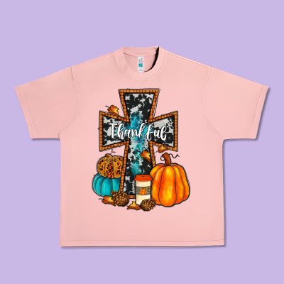 Thankful Cross Urban Heavy Tee Designed By Jahusdesignshop