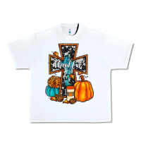 White thankful cross Urban Heavy Tee - JahusDesignShop