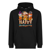 Black happy thanksgiving Heavyweight Hoodie - CowhideDigitalArt
