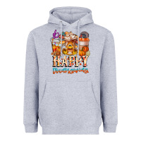 Heather Grey happy thanksgiving Heavyweight Hoodie - CowhideDigitalArt