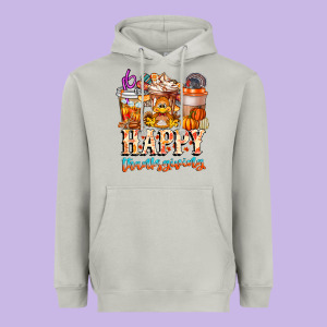 Happy Thanksgiving Heavyweight Hoodie Designed By Cowhidedigitalart