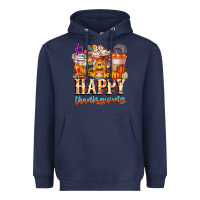 Navy happy thanksgiving Heavyweight Hoodie - CowhideDigitalArt