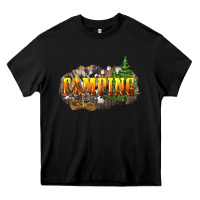 Black camping Heavy Core Tee - NancyCooperArtShop