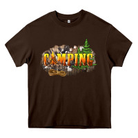 Chocolate Brown camping Heavy Core Tee - NancyCooperArtShop