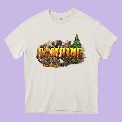 Camping Heavy Core Tee Designed By Nancycooperartshop