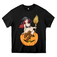 Black sexy witch halloween costume blackcraft pumpkin wi Heavy Core Tee - tuanDangUi