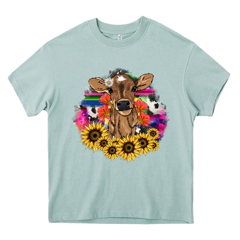 Baby Cow Flower Heavy Core Tee by NancyCooperArtShop | Teevron