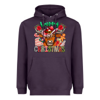 Plum Happy Christmas Cow Heavyweight Hoodie - CowhideDigitalArt