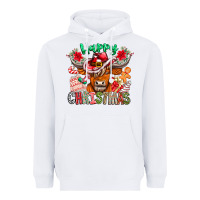 White Happy Christmas Cow Heavyweight Hoodie - CowhideDigitalArt