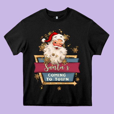 Santa's Coming To Town Heavy Core Tee Designed By Maliassmallbusiness