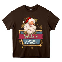 Chocolate Brown santa's coming to town Heavy Core Tee - MaliasSmallBusiness