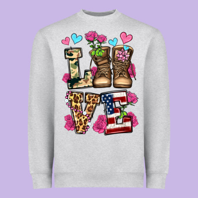 Love Valentine's Day Army Boots Olivia Heavyweight Sweatshirt Designed By Oliviacreatesart
