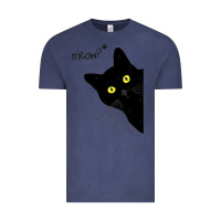 Vintage Denim black cat day halloween black cat meow Vintage Tee - tuanDangUi