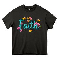 Asphalt faith with flower and butterfly Heavy Core Tee - NancyCooperArtShop