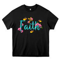 Black faith with flower and butterfly Heavy Core Tee - NancyCooperArtShop