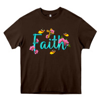 Chocolate Brown faith with flower and butterfly Heavy Core Tee - NancyCooperArtShop