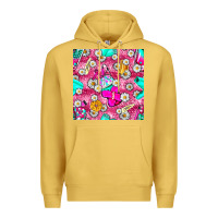 Antique Gold hairstylist coffee cups and daisy with leopard seamless pattern bbs Premium Hoodie - BundleAndBundleShop