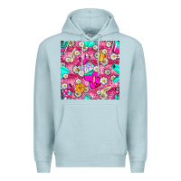 Blue Mist hairstylist coffee cups and daisy with leopard seamless pattern bbs Premium Hoodie - BundleAndBundleShop