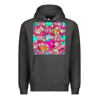 Charcoal Heather hairstylist coffee cups and daisy with leopard seamless pattern bbs Premium Hoodie - BundleAndBundleShop